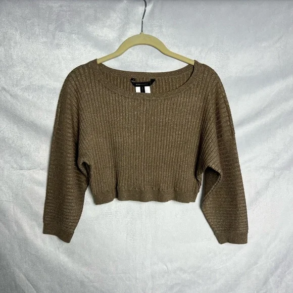 BCBG Metallic Cropped Ribbed Sweater - Picture 3 of 8